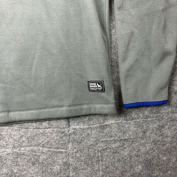 Eddie Bauer Pullover Mens Medium Fleece Snap Mock Neck Slate Gray Outdoor - Picture 6 of 11